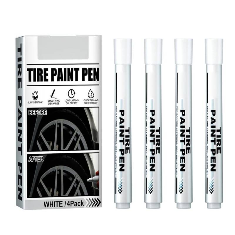 Weißer Marker Stift Reifen Farbe Öl Basierend Auto Reifen Graffiti Tracing Stift Wasserdicht 4 Pack Anzug Für Auto Gummireifen Tread von Aramox