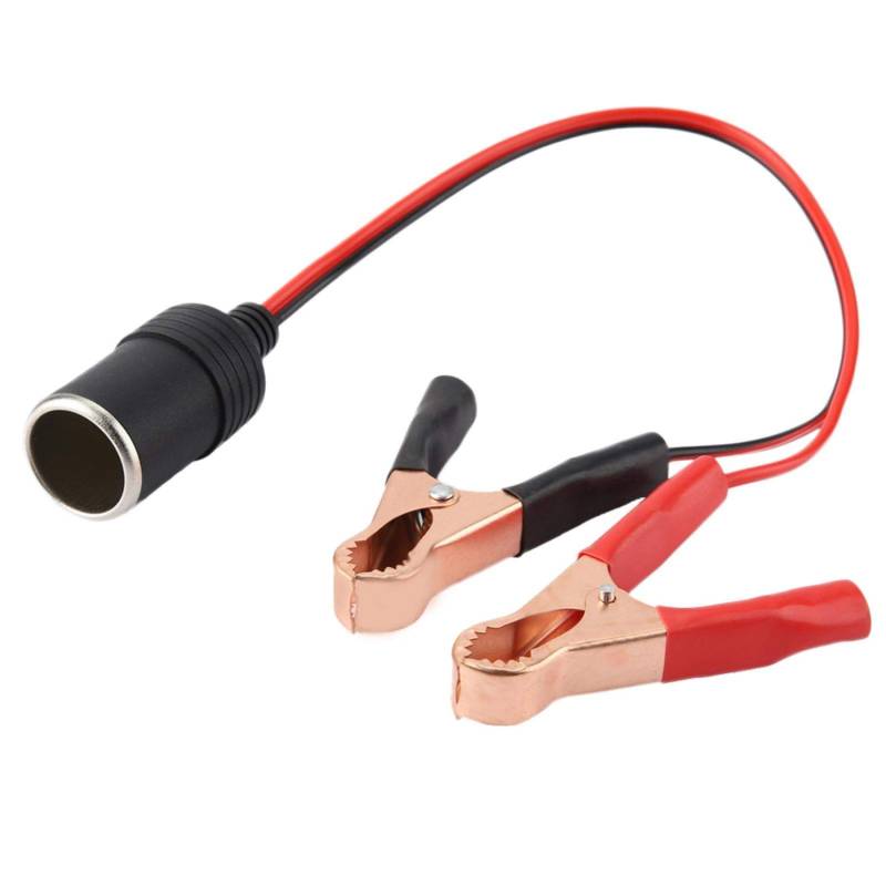 Zigarettenanzünder Adapter, 12V 24V Auto Zigarettenanzünder Buchse Verlängerungskabel Stecker Buchse Adapter an Batterieclipklemme Kabel ABS von Aramox