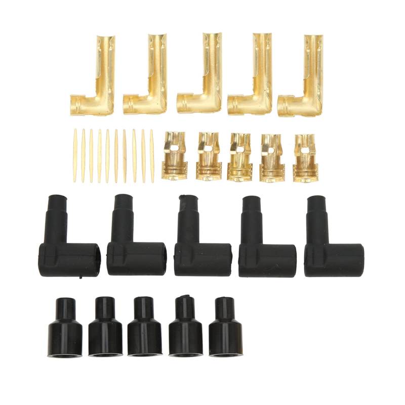 Zündkerzenstecker-Anschlusssatz, 90-Grad-Zündkerzenstecker aus Gummi, HEI-Verteiler und Spulenstecker, für 6-10-mm-Kabel, Set mit Zündkerze, Zündkerzen-Boot-Terminal-Kit von Aramox