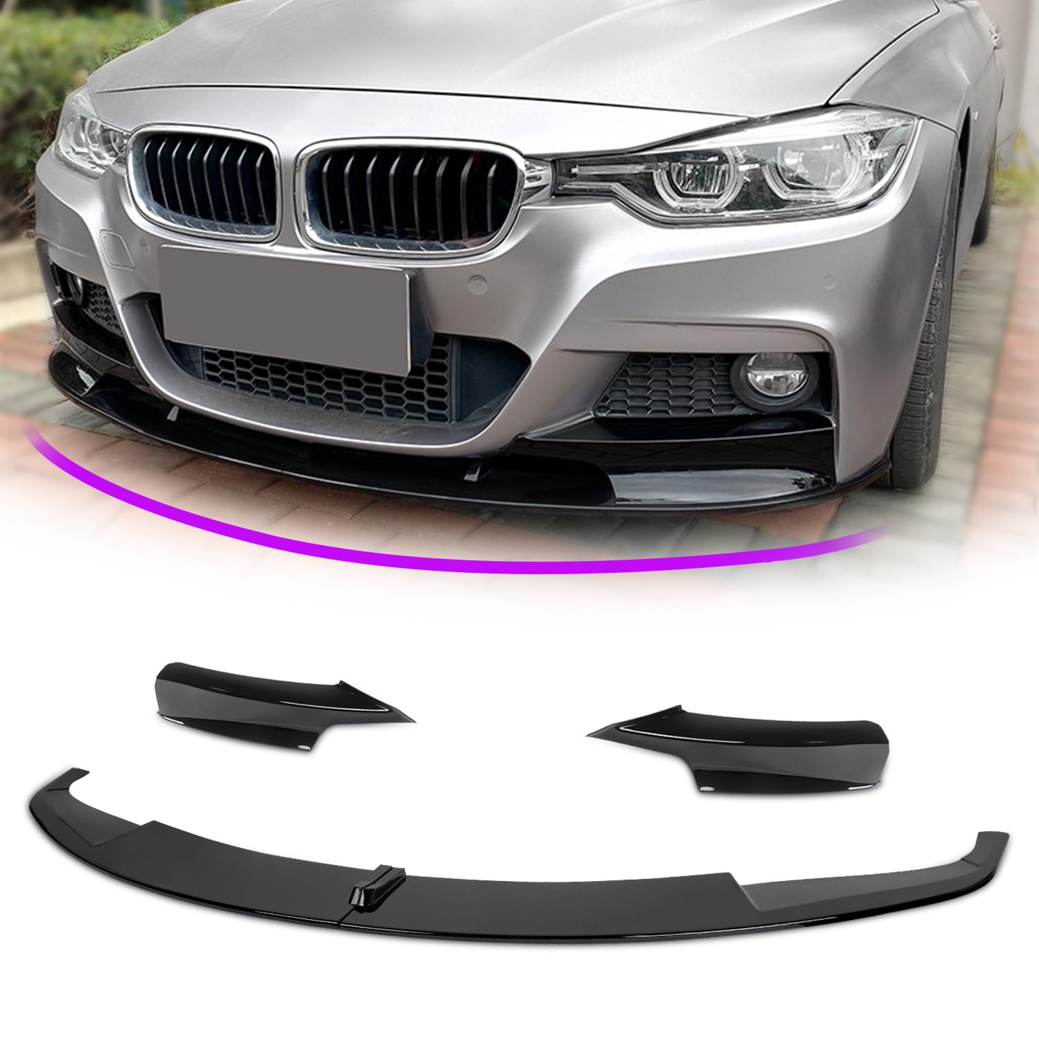 Archaic Frontspoilerlippe kompatibel mit BMW 3 Series F30 F31 M Sport 2012-2018 Lippenspoiler, Splitter Unterkinnspoiler Body Kit 3er M Sport Zubehör von Archaic