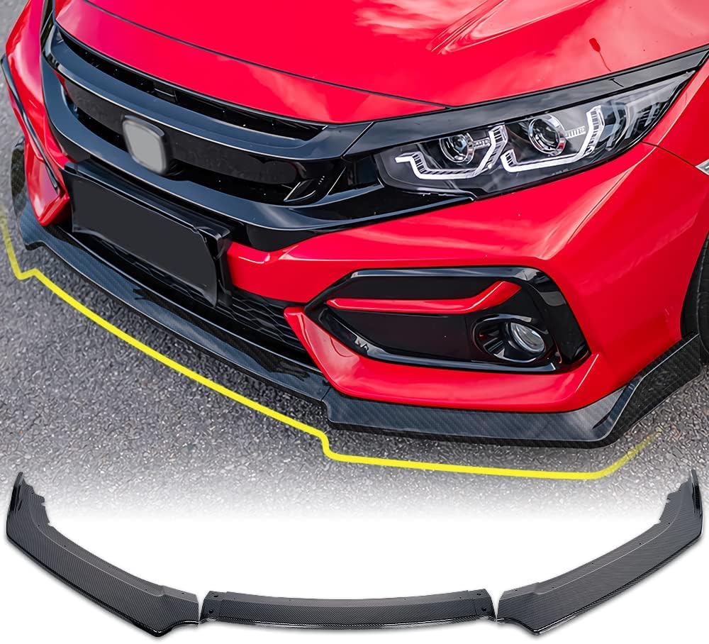 Archaic Frontstoßstangen Lippenspoiler kompatibel für 10th Gen Honda Civic 2016-2020 Type R Hatchback FK7 FK8, Splitter unter dem Kinn-Spoiler-Bodykit,Civic Zubehör von Archaic