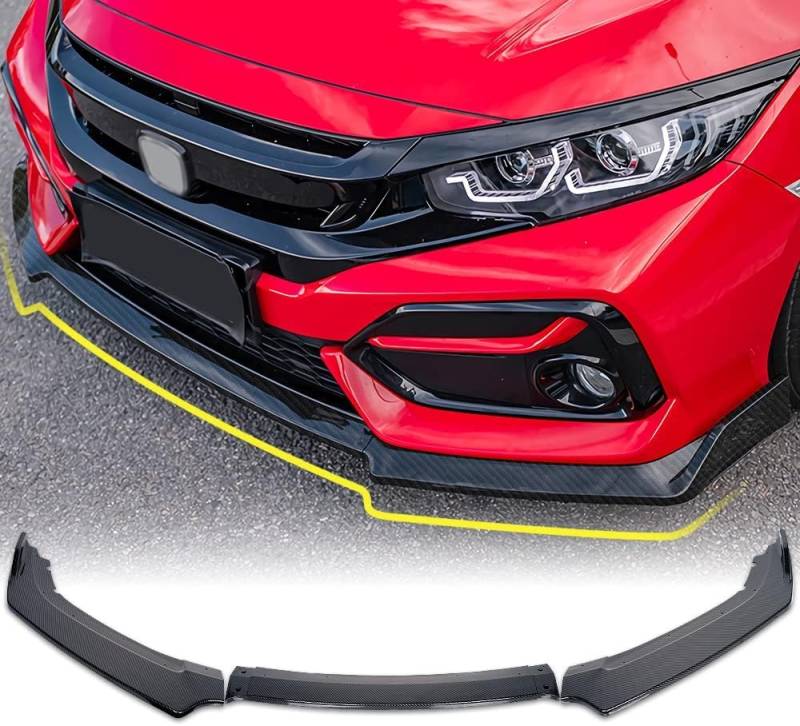 Archaic Frontstoßstangen Lippenspoiler kompatibel für 10th Gen Honda Civic 2016-2020 Type R Hatchback FK7 FK8, Splitter unter dem Kinn-Spoiler-Bodykit,Civic Zubehör von Archaic