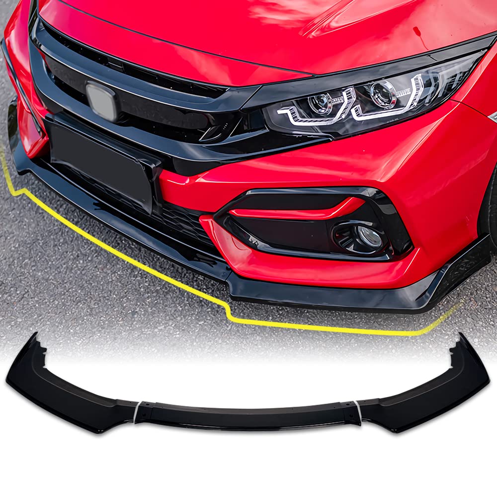 Archaic Frontstoßstangen Lippenspoiler kompatibel für 10th Gen Honda Civic 2016-2020 Type R Hatchback FK7 FK8, Splitter unter dem Kinn-Spoiler-Bodykit,Civic Zubehör von Archaic