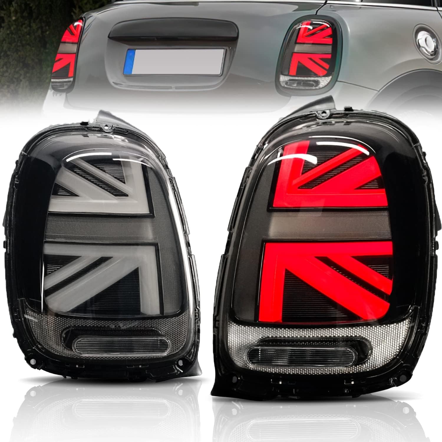 Archaic JCW Union Jack Rückleuchten kompatibel mit Mini Cooper One F55 F56 F57 2014-2021,Paar,E-Prüfzeichen von Archaic