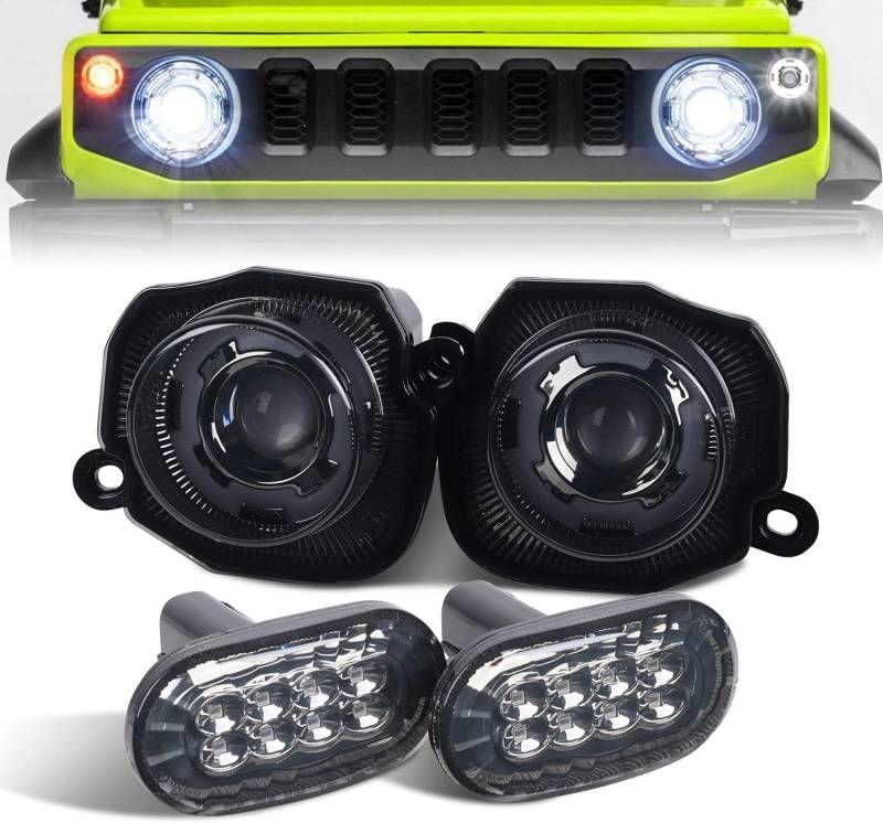 Archaic Seitenma+rkierungsleuchten und Blinker für Suzuki Jimny JB64 JB74 Sierra 2018–2023, Blinker mit weißem Lauflicht, Canbus-fehlerfrei von Archaic