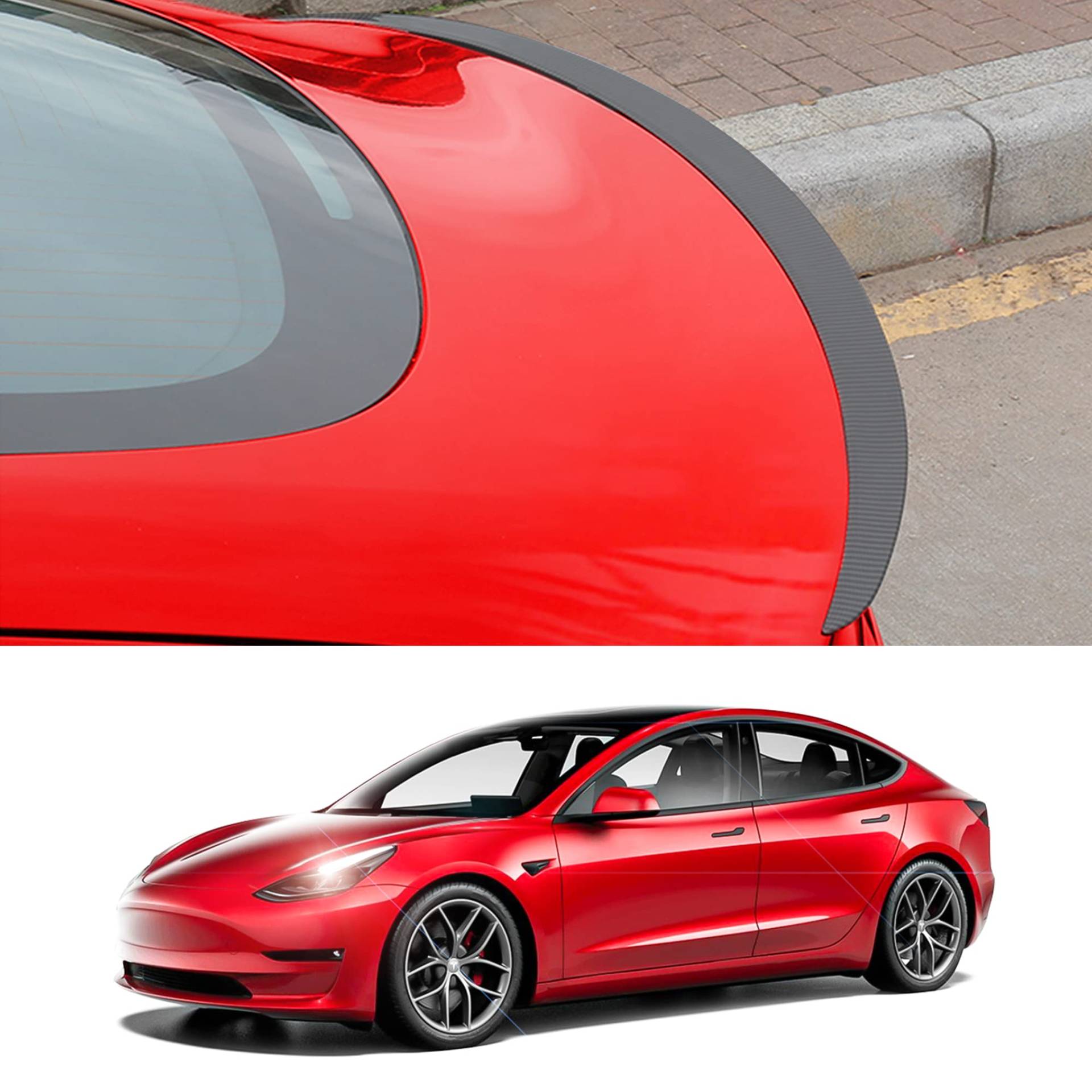 Arcoche Tesla Model 3 Spoiler, Echtkarbonfaser-Spoiler Modell 3, Heckspoilerflügel Leistung Heckklappe Heckdeckel für Tesla 2016–2023 Modell 3 Zubehör (Matte Karbonfaser) von Arcoche