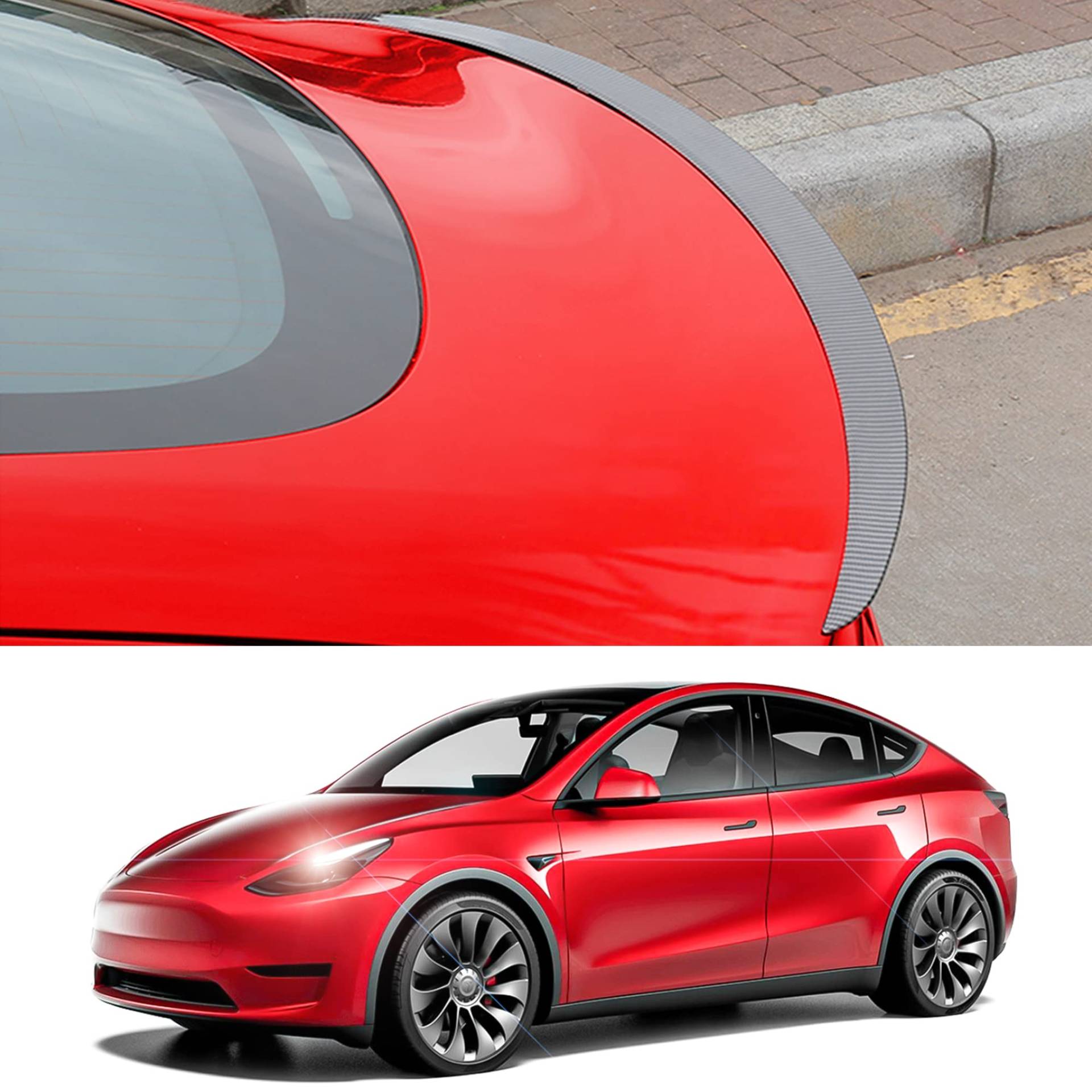 Arcoche Tesla Model Y Real Carbon Fiber Spoiler Wing Performance Heck Kofferraum Lip Tail Deckel für Tesla Modell Y 2020-2023 Zubehör (glänzende Kohlefaser) von Arcoche