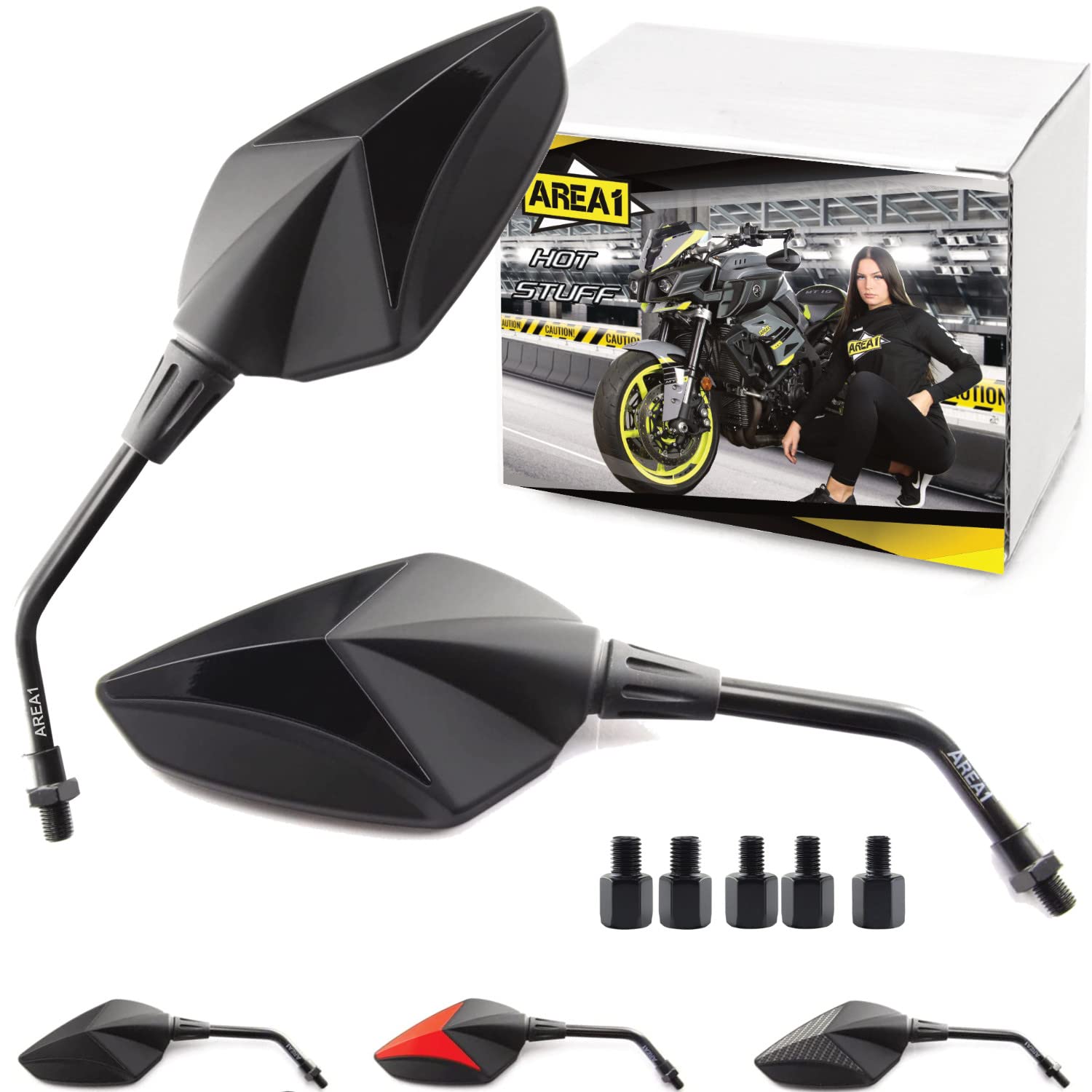 Rückspiegel Set kompatibel mit Kawasaki Z650 (2020-) Performance, Sport, Z650 (17-19) (V34) von Area Longboard