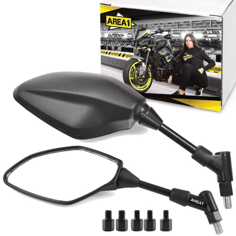 Rückspiegel Spiegel Set kompatibel mit Yamaha MT-125 RE11, MT-125 RE29, RE292 (17-19) (V23) von Area Longboard