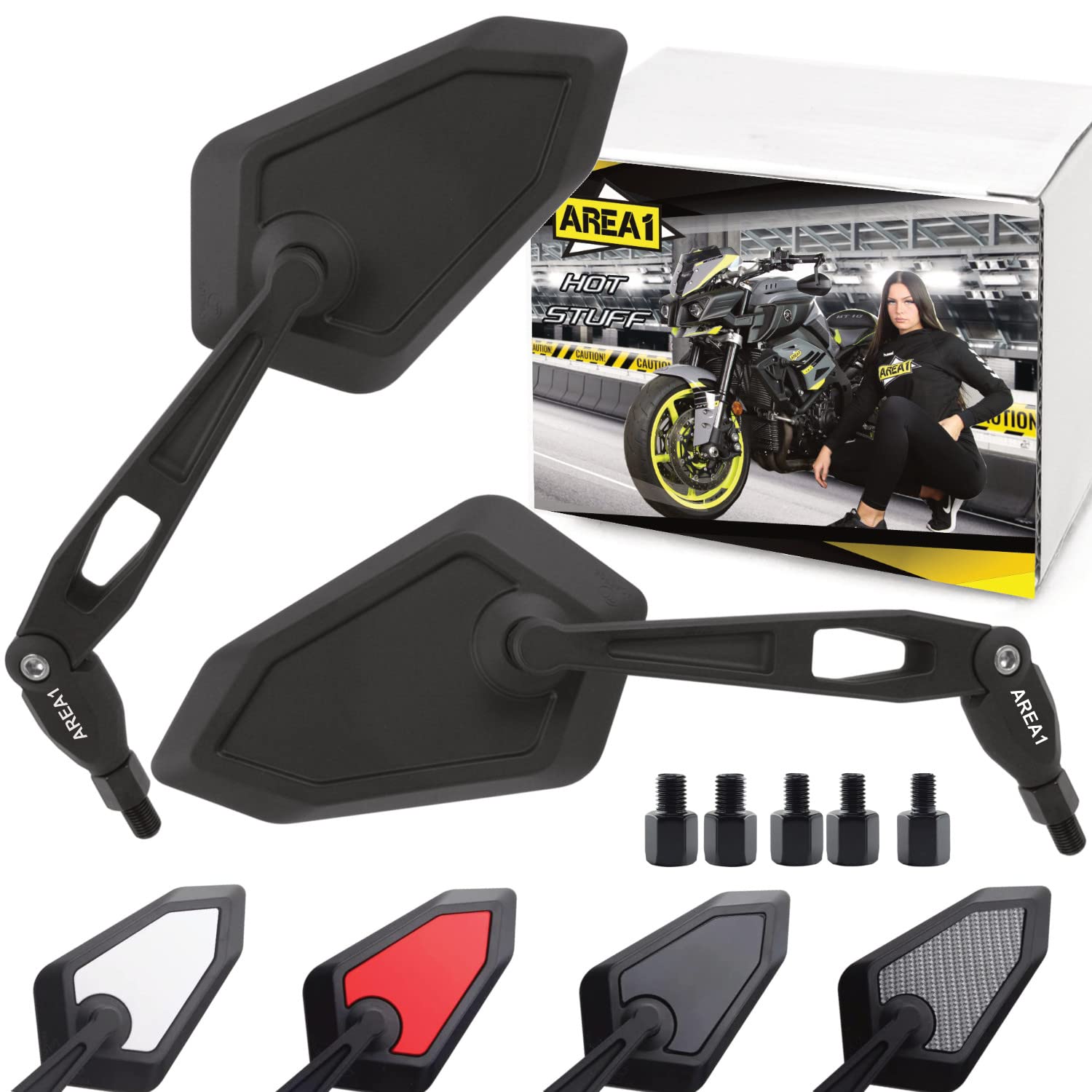 Rückspiegel Spiegel Set kompatibel mit Yamaha MT-01 RP18, MT-01 RP12, MT-01S 1700 (V6) von Area Longboard