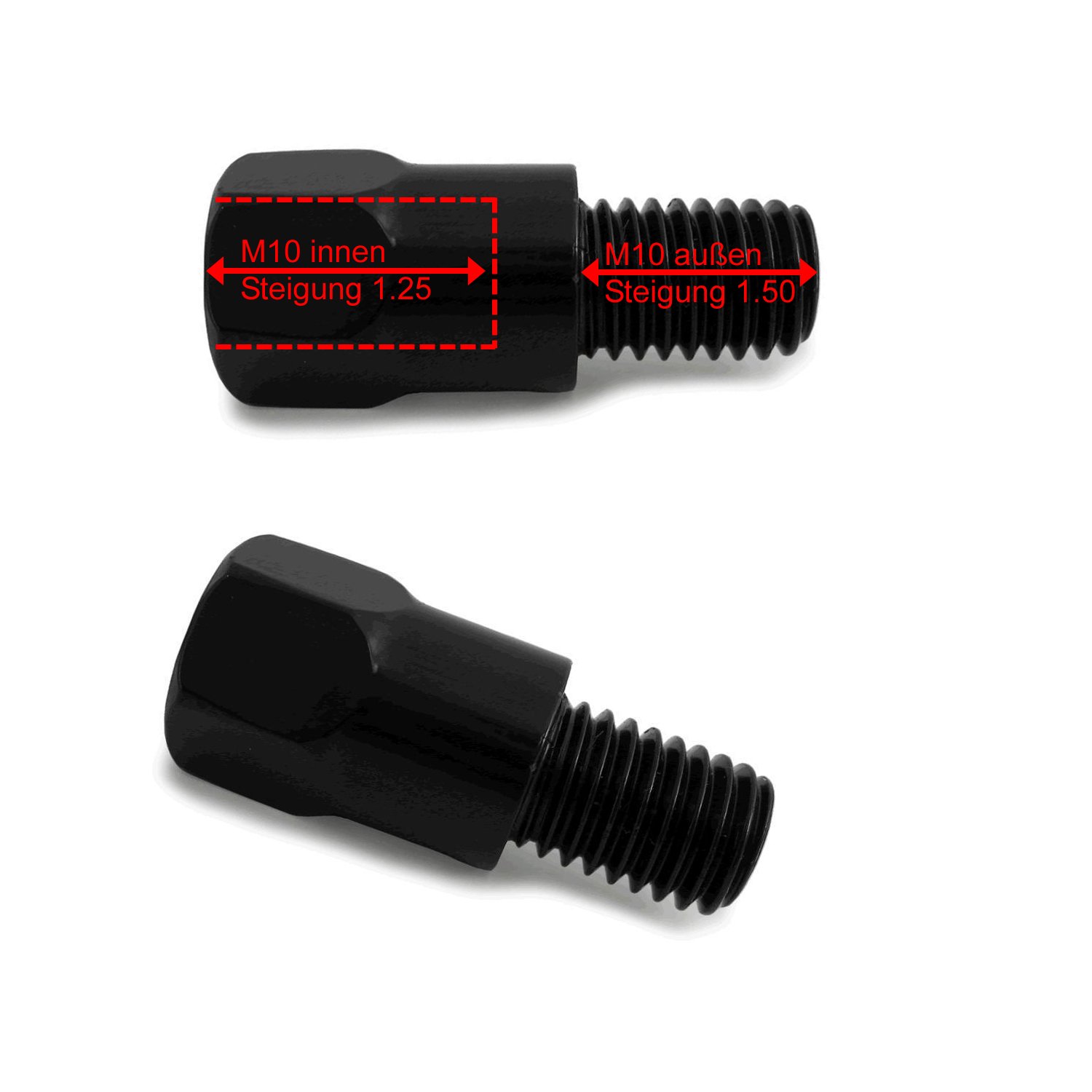 2x Rückspiegel Spiegel Adapter kompatibel mit BMW R 1150R Roadster, Rockster/R 850R (M10 Steigung 1,25 auf M10 Steigung 1,50) E-GEPRÜFT von Area1