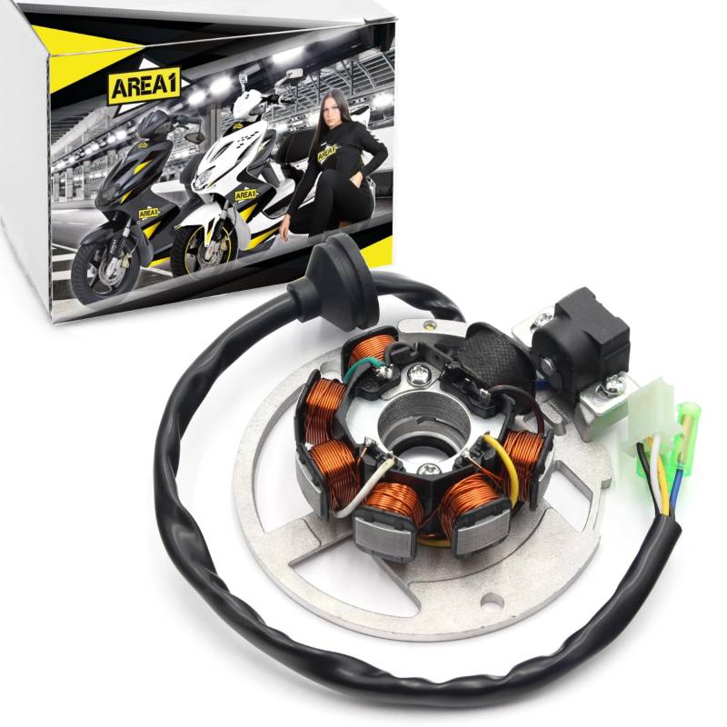 Area1 Ersatz Lichtmaschine Stator kompatibel mit Motomojo Uptown, Roadster, Motorro City Hooper, Polly, Tria, Sprint, Motowell Crogen, Magnet 50ccm von Area1