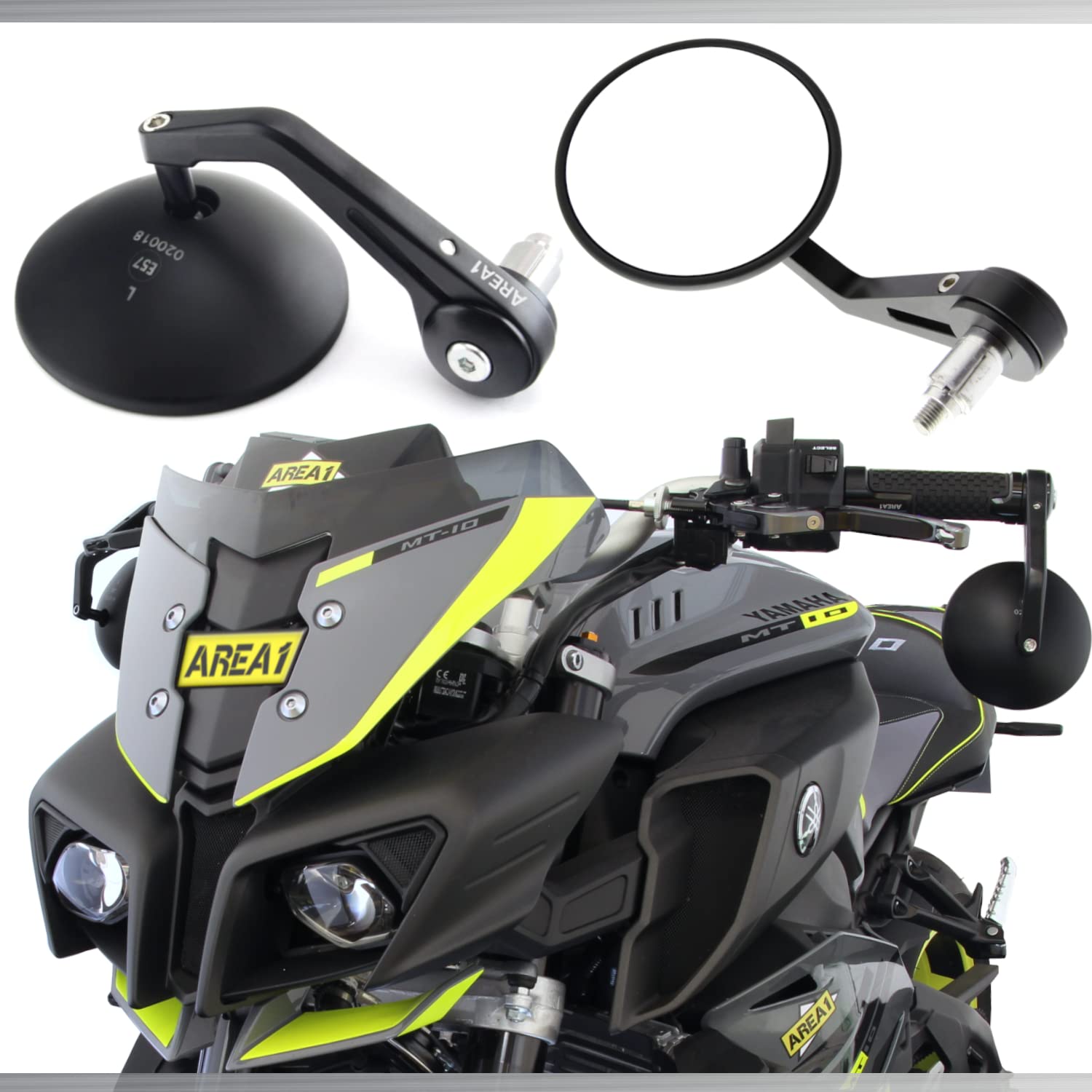 Area1 Motorrad Spiegel Lenkerendenspiegel CNC kompatibel mit Yamaha MT-07 690ccm MT-07 Tracer 700 GT, Moto Cage (V48) von Area1
