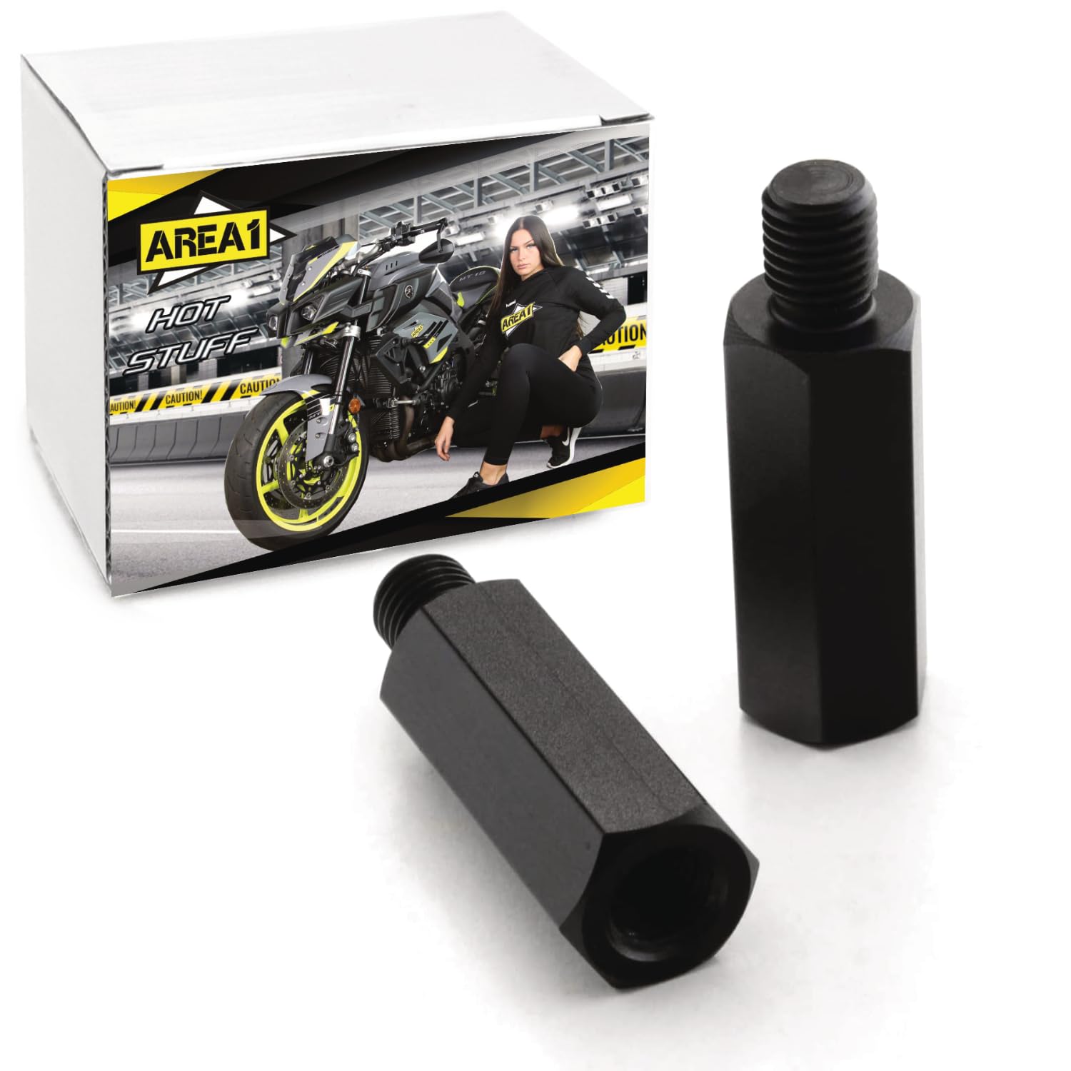 Motorrad/Roller Spiegel Adapter Verlängerung Erhöhung 4 cm M10 Rechts + Links Gewinde von Area1