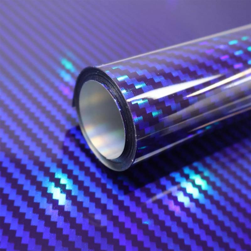 Arespark 2D Holographische Carbon Folie Selbstklebend, Regenbogen Laser Glanz Car Wrapping (Blau, 150 * 30 cm) von Arespark