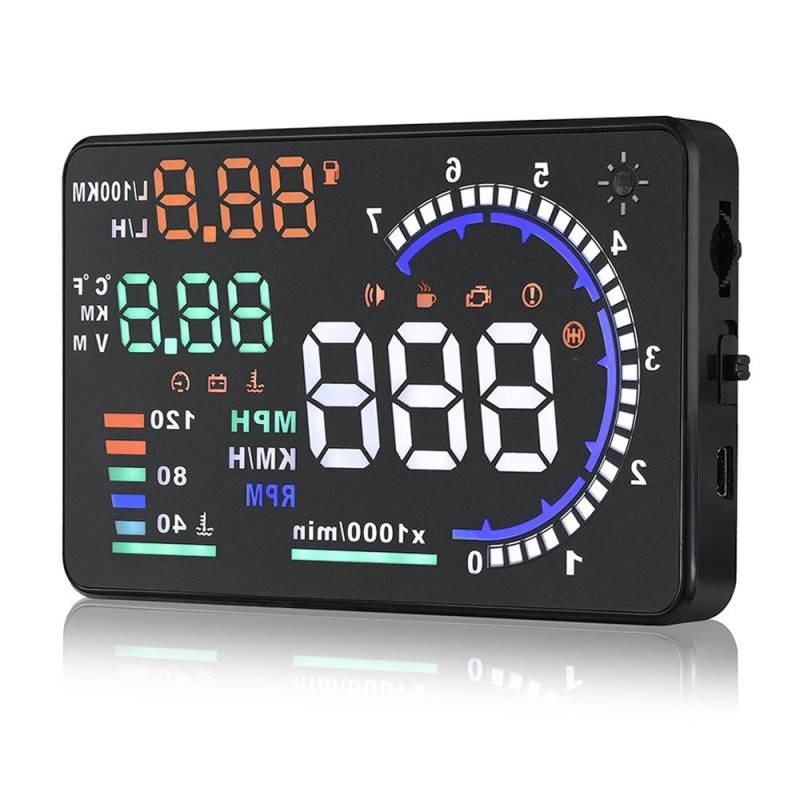 Arestech 14 cm A8 OBD2 Windschutzscheibe HUD Head Up Display mit Anzeige RPM MPH Geschwindigkeitswarnung Kraftstoffverbrauch Temperatur von Arestech