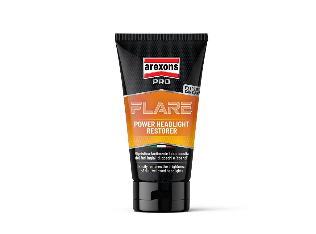 Arexons Car Care Pro FLARE - Super regeneriert Scheinwerfer, Paste stellt die Helligkeit von vergilbten und matten Scheinwerfern wieder her, poliert Windschutzscheibe von Motorrädern und Rollern, 150 von Arexons