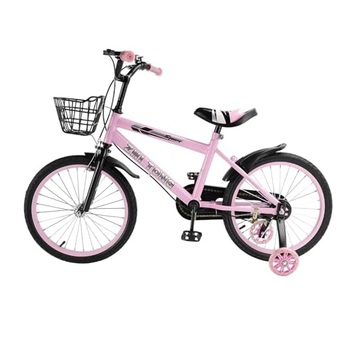 14 Zoll Kinderfahrrad, Verstellbarer Sitz & Lenker, Stabiler Kohlenstoffstahlrahmen, Doppelbremsen, Dicke Speichenräder, Abnehmbare Stützräder, Magnetisches Blitzrad, Jungen/Mädchen Fahrrad von Areyourshop