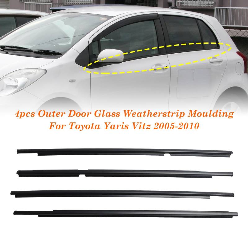 Areyourshop 4pcs Outer Door Glass Weatherstrip Moulding Fit for Toyota Yaris Vitz 2005-2010 von Areyourshop