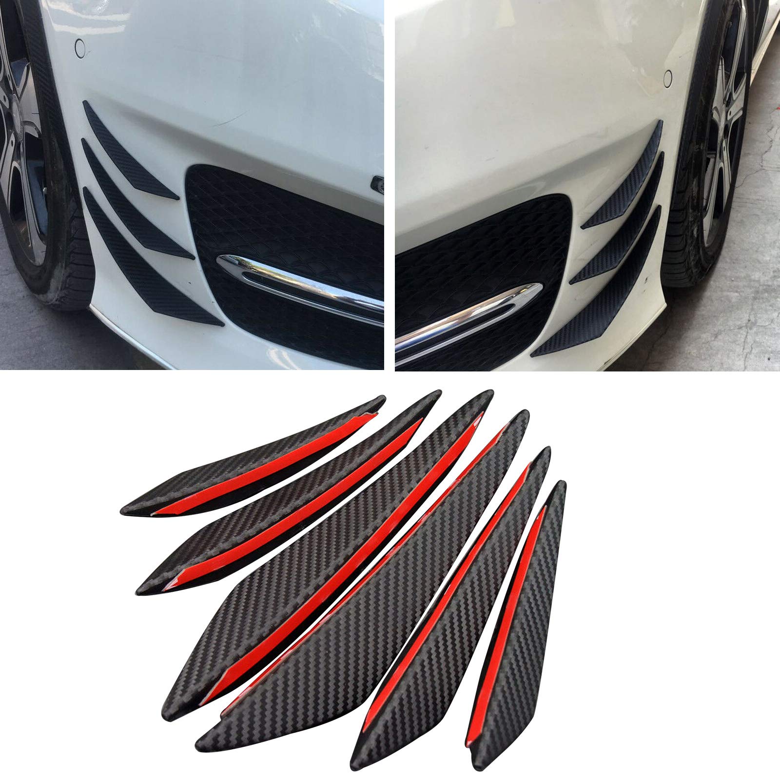 Areyourshop 6 Stück Universal Kohlefaser PP Auto/Auto Frontstoßstange Flossen Spoiler Canards Refit von Areyourshop