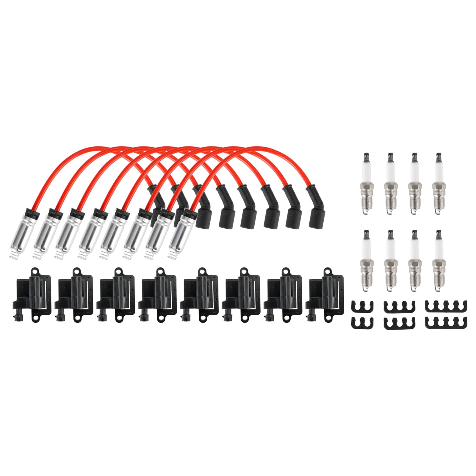 Areyourshop 8 Pack Square Ignition Coil & Spark Plug Wire Fit for Chevy Fit for GMC 4.8L 5.3L 6.0L 8.1L von Areyourshop