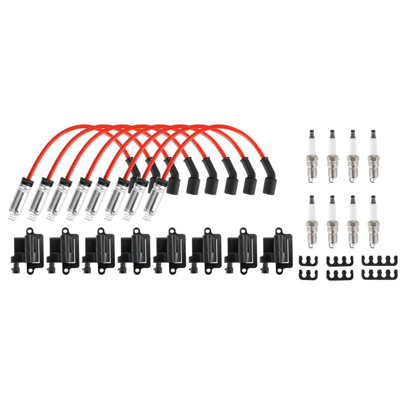 Areyourshop 8 Pack Square Ignition Coil & Spark Plug Wire Fit for Chevy Fit for GMC 4.8L 5.3L 6.0L 8.1L von Areyourshop