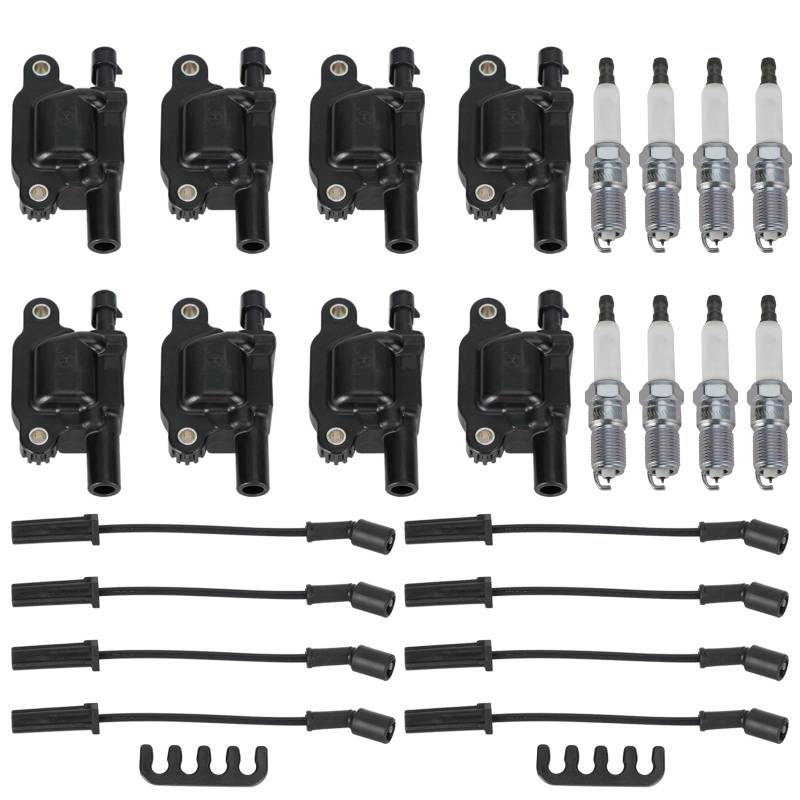 Areyourshop 8PCS Square Ignition Coil+Spark Plug+Wires 12611424 Suitable for Silverado 1500 Suitable for Tahoe Suitable Suitable for GMC von Areyourshop