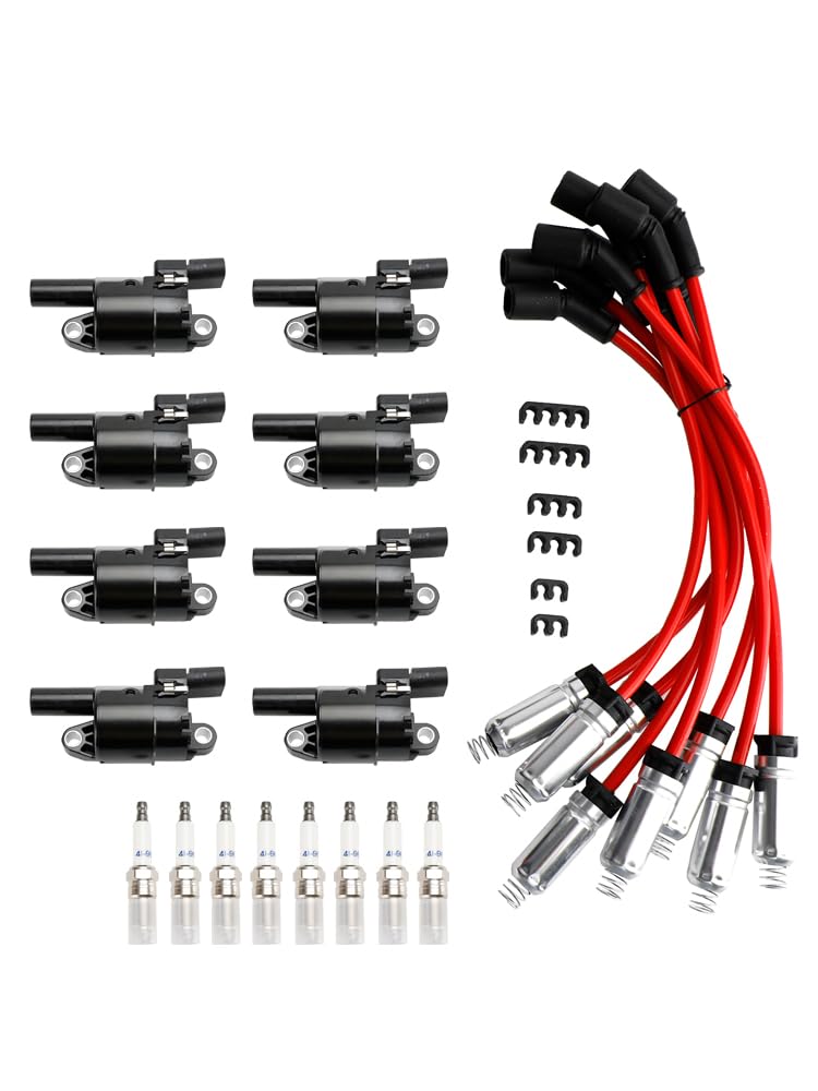 Areyourshop 8X Ignition Coil+Spark Plug+ Wire UF414 Fit für GMC Silverado 1500 Tahoe 5.3L von Areyourshop