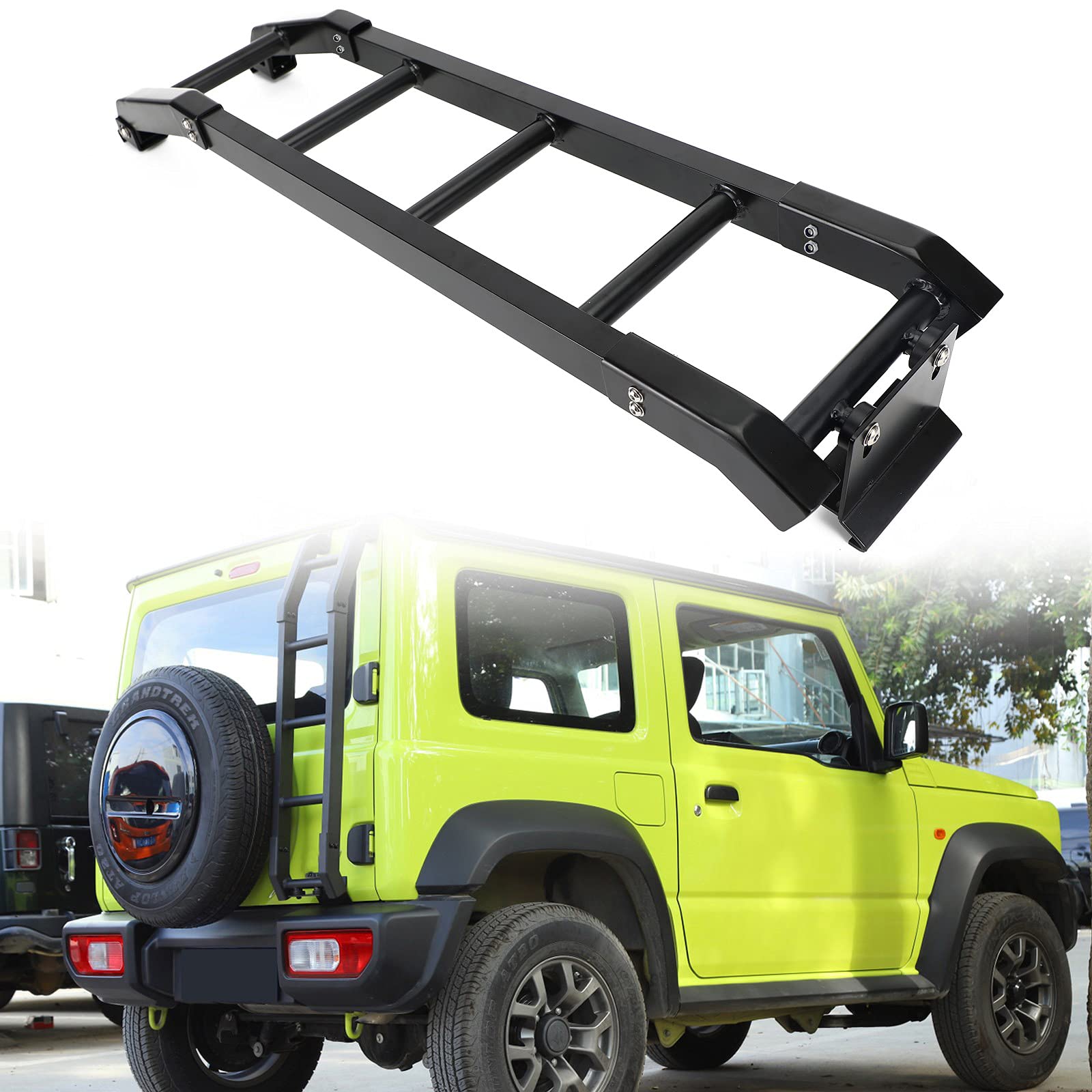 Areyourshop Aluminium Car Rear Tail Door Ladder Climbing Auto Rückseite Schwanz Tür Leiter Klettern für Suzuki Jimny 2019+ Black von Areyourshop