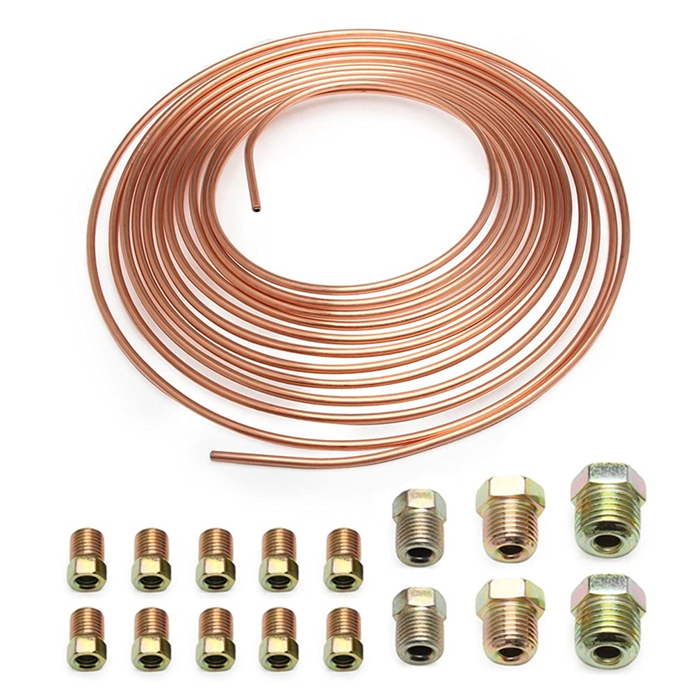 Areyourshop Copper Nickel Brake Line Tubing Kit 3/16 OD 25 Foot Coil Roll Fittings von Areyourshop