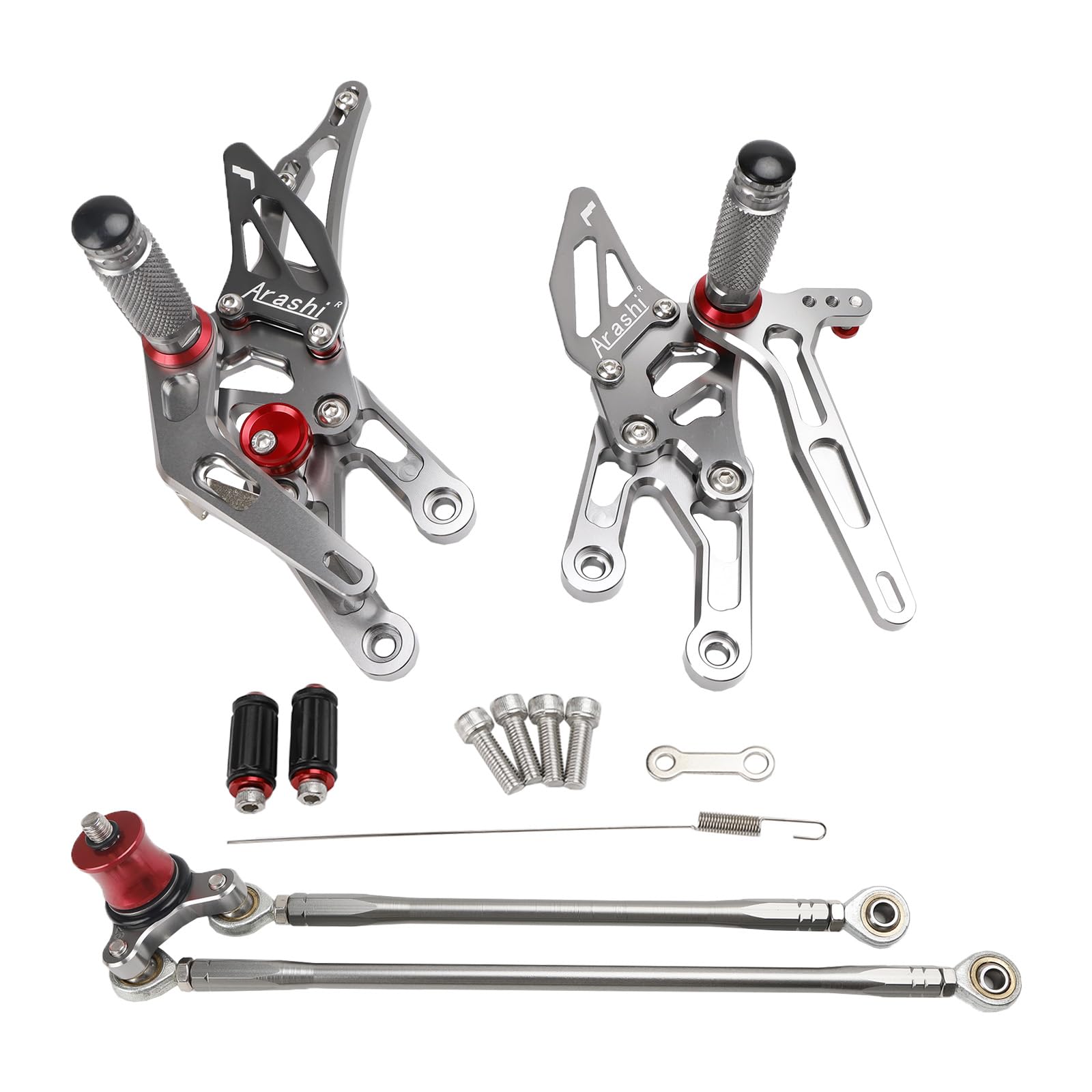 Areyourshop Fußrastenanlage - grau Fit für Honda CBR 600 RR PC37 03-06 CBR 1000 RR SC57 04-07 von Areyourshop