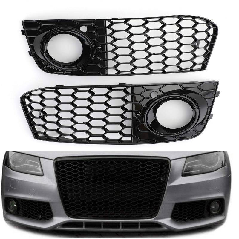 Areyourshop 1 Paar Waben-Mesh-Nebelscheinwerfer, offener Lüftungsgitter, für Audi A4 B8 2009–2012 von Areyourshop