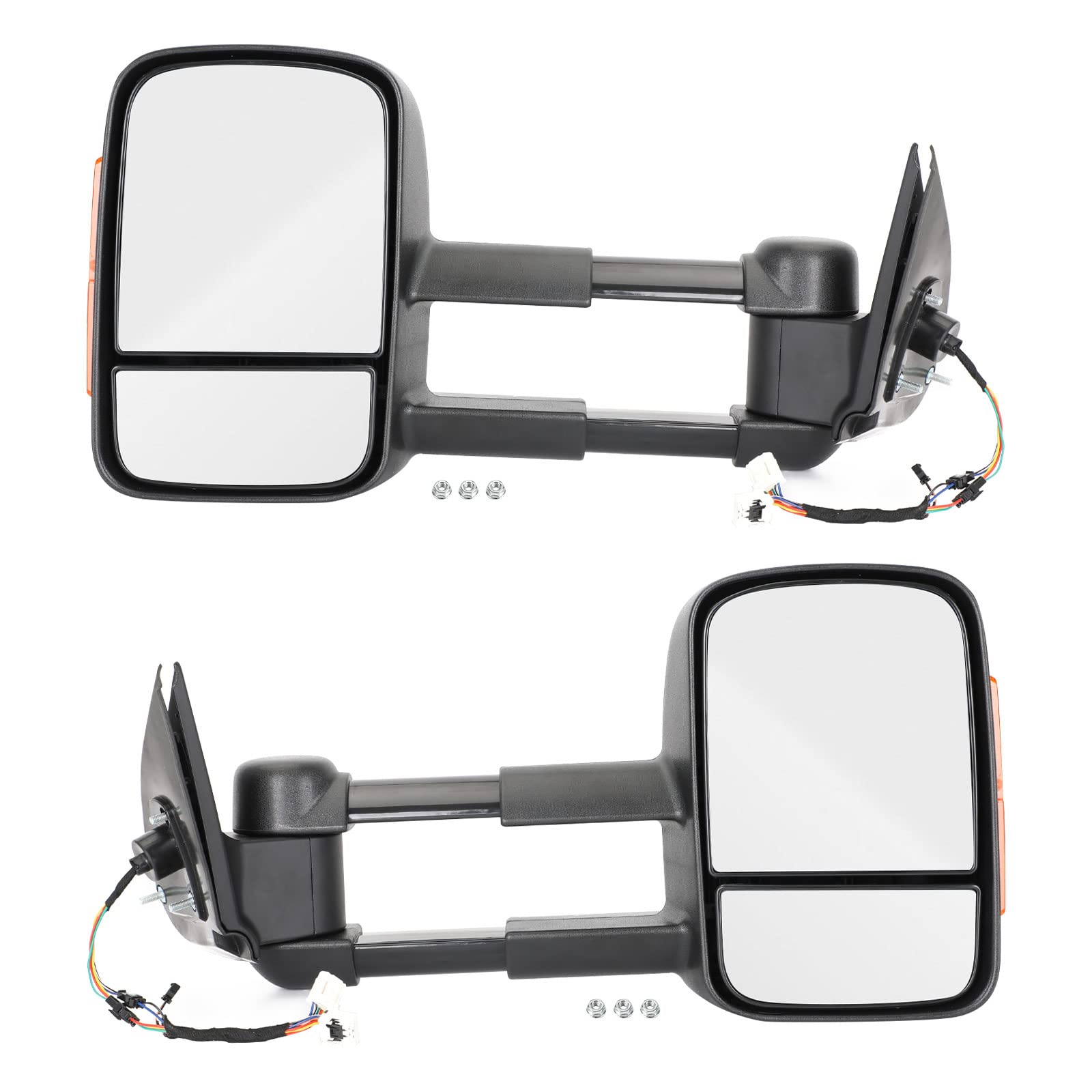 Areyourshop Pair of Electric Extendable Towing Mirrors Fit for Mitsubishi Fit for Triton 2015+ Black von Areyourshop