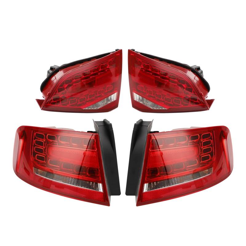 Areyourshop Rückleuchten 4pcs Outer+Inner Trunk LED Tail Light Fit for Lamp Fit for Audi A4 2009-2012 von Areyourshop