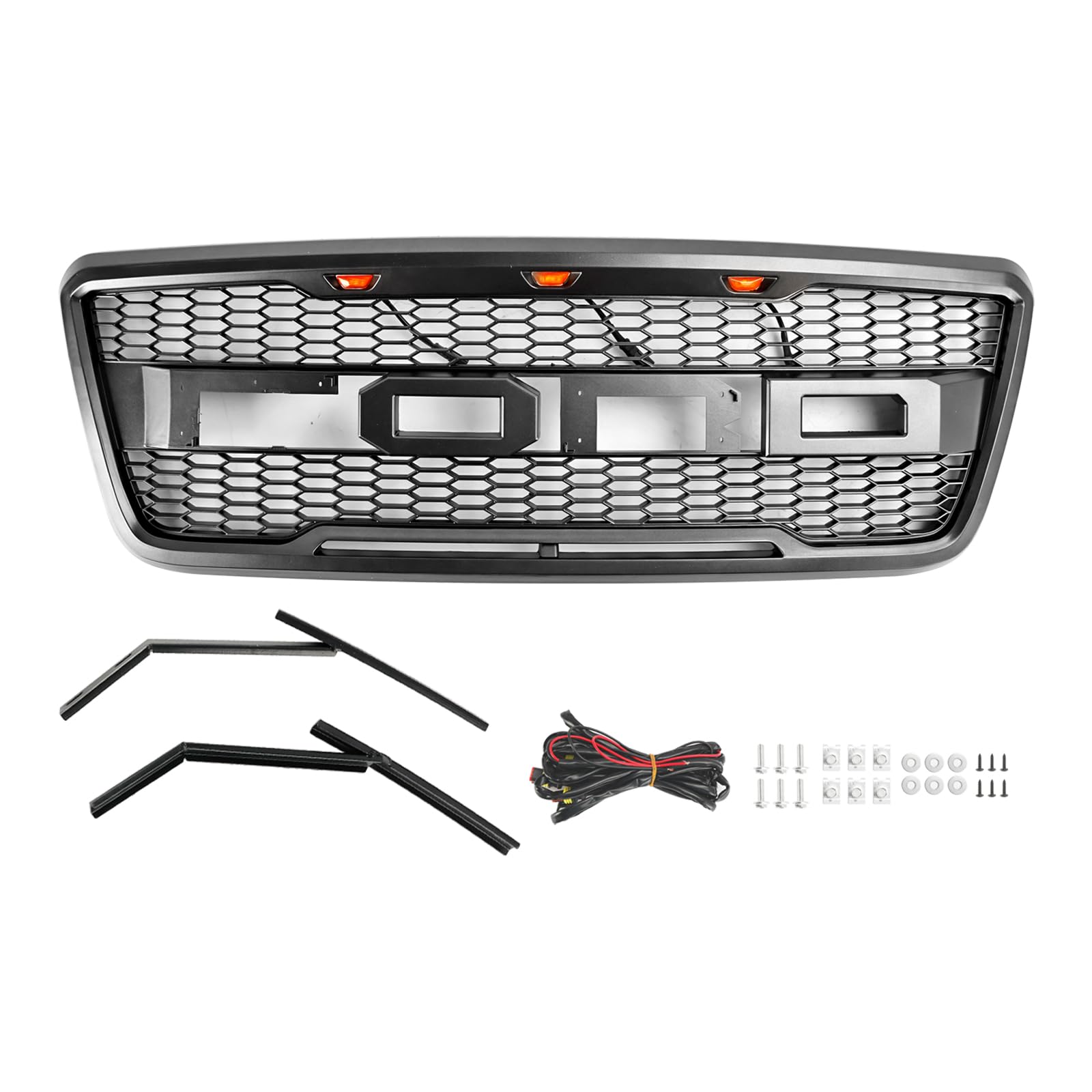 Areyourshop Style Front Mesh Hood Grille Grill Fit for Ford F150 2004-2008 With LED von Areyourshop