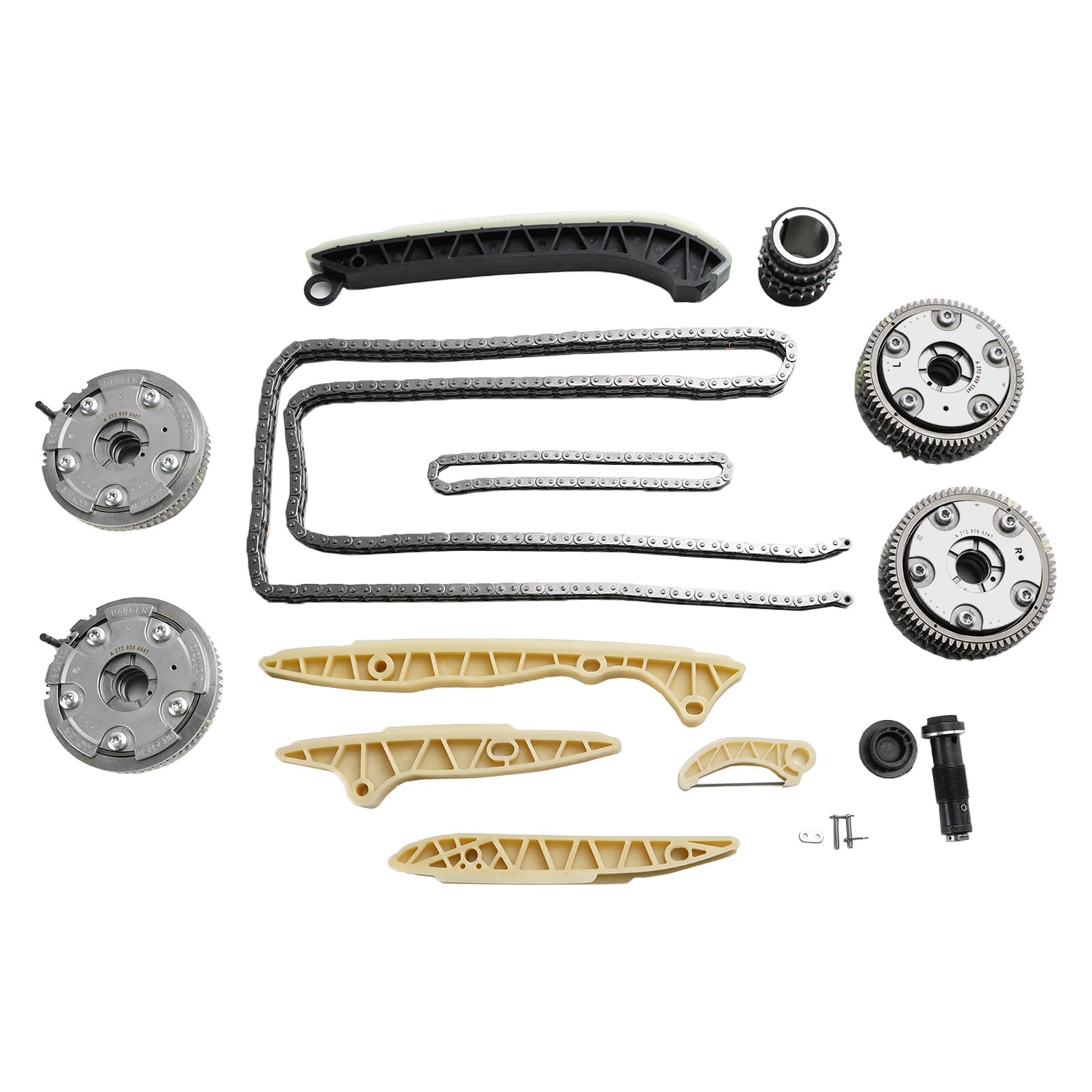 Areyourshop Timing Chain Kit + 4× Camshaft Adjusters Fit for Mercedes W164 ML350 ML450 ML550 von Areyourshop