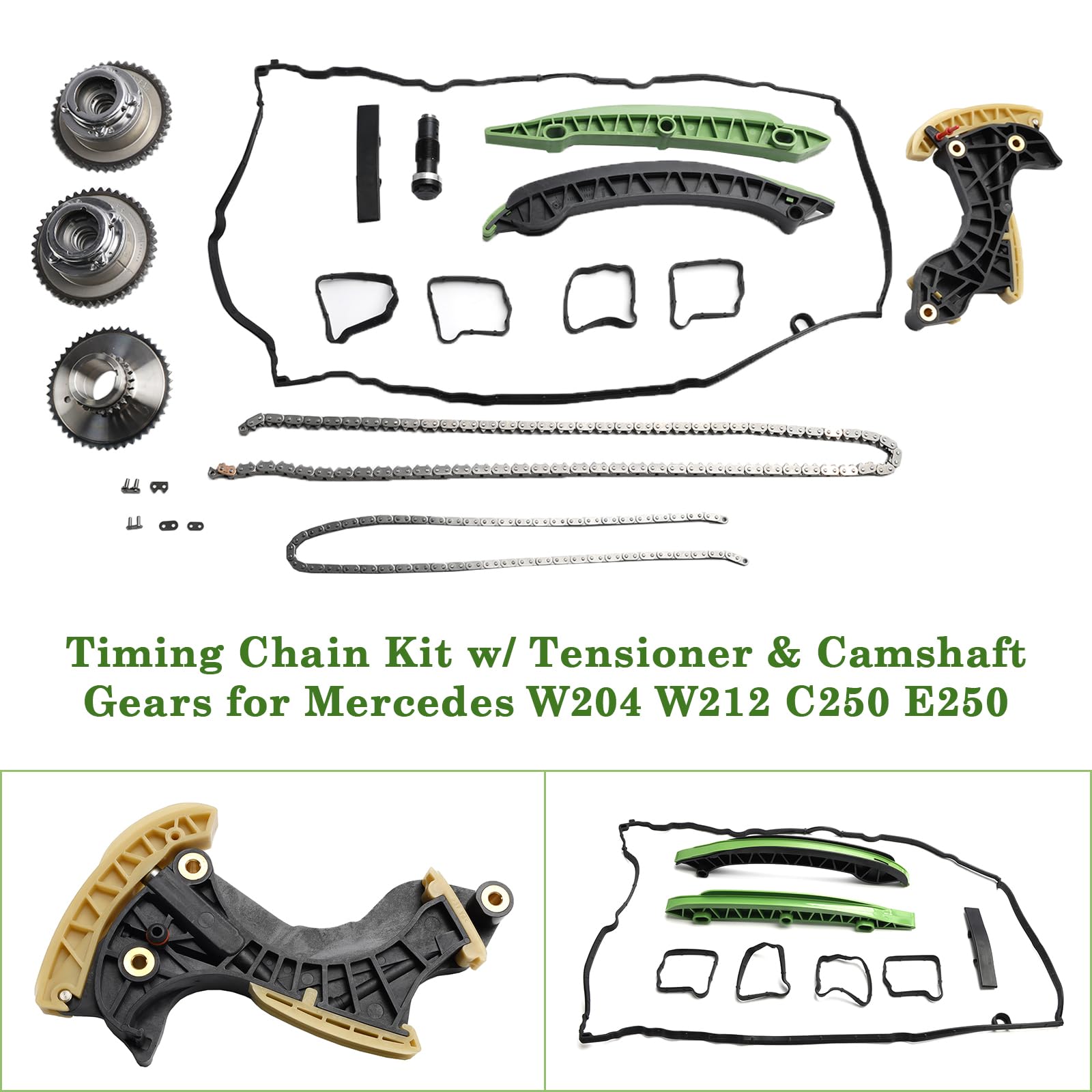 Areyourshop Timing Chain Kit w/Tensioner & Camshaft Gears Fit für Mercedes W204 W212 C250 E250 von Areyourshop