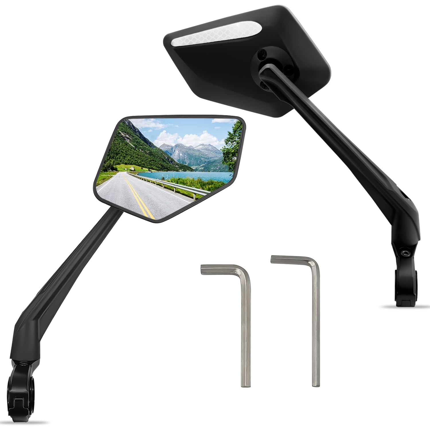 Arkham Fahrradspiegel Extra Large Mirror 360° Swivel Folding Shatterproof and Durable Bicycle Mirror for Handlebar 21-25.4mm,Fahrradspiegel für E-Bike,Universal (paar) von Arkham