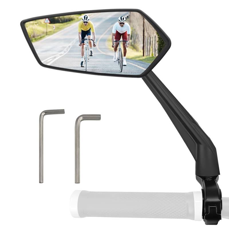 Arkham Fahrradspiegel HD Extra Große Spiegelfläche Schlagfestes Echtglas, Fahrrad Spiegel für Links Lenker 21-25.4mm,Rückspiegel Fahrradspiegel für E-Bike, Fahrradrückspiege Universal (Links) von Arkham