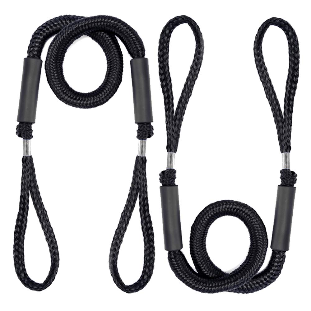 Arola Bungee Dock Line Festmacher Seil für Boote Dock-Leine Bungee-Dock-Leinen Bungee-Schnüre Kajak Bootsankerzubehör Strecken 2 Pack (Schwarz) von Arola