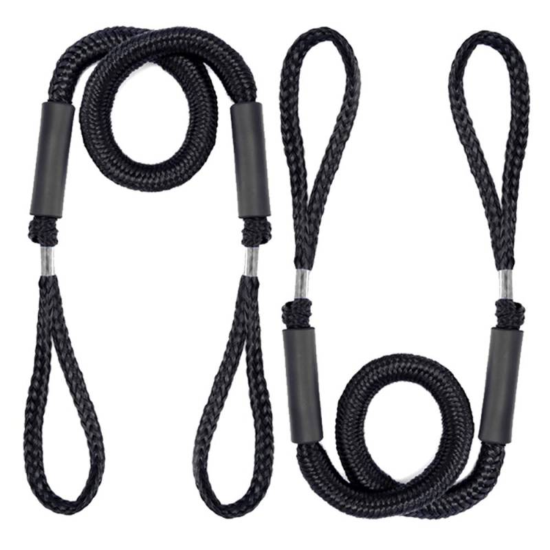 Arola Bungee Dock Line Festmacher Seil für Boote Dock-Leine Bungee-Dock-Leinen Bungee-Schnüre Kajak Bootsankerzubehör Strecken 2 Pack (Schwarz) von Arola