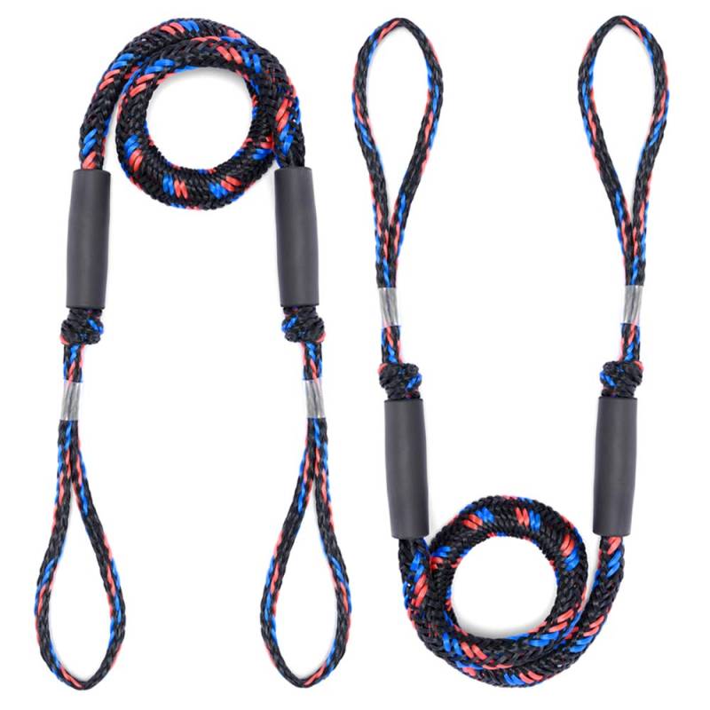 Arola Bungee Dock Line Festmacher Seil für Boote Dock-Leine Bungee-Dock-Leinen Bungee-Schnüre Kajak Bootsankerzubehör Strecken 2 Pack (Schwarz + Blau + Rot) von Arola