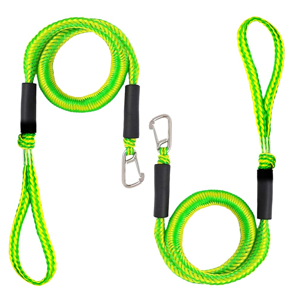 Bungee Boat Dock Line mit Edelstahl Clip, Festmacherseil, Bungee Seil, PWC Dockline Bootszubehör, Perfekt für Jetski, Boote, Kajak, Ponton, Kanu, Wave Runner 2 Pack.(Grün II) von Arola