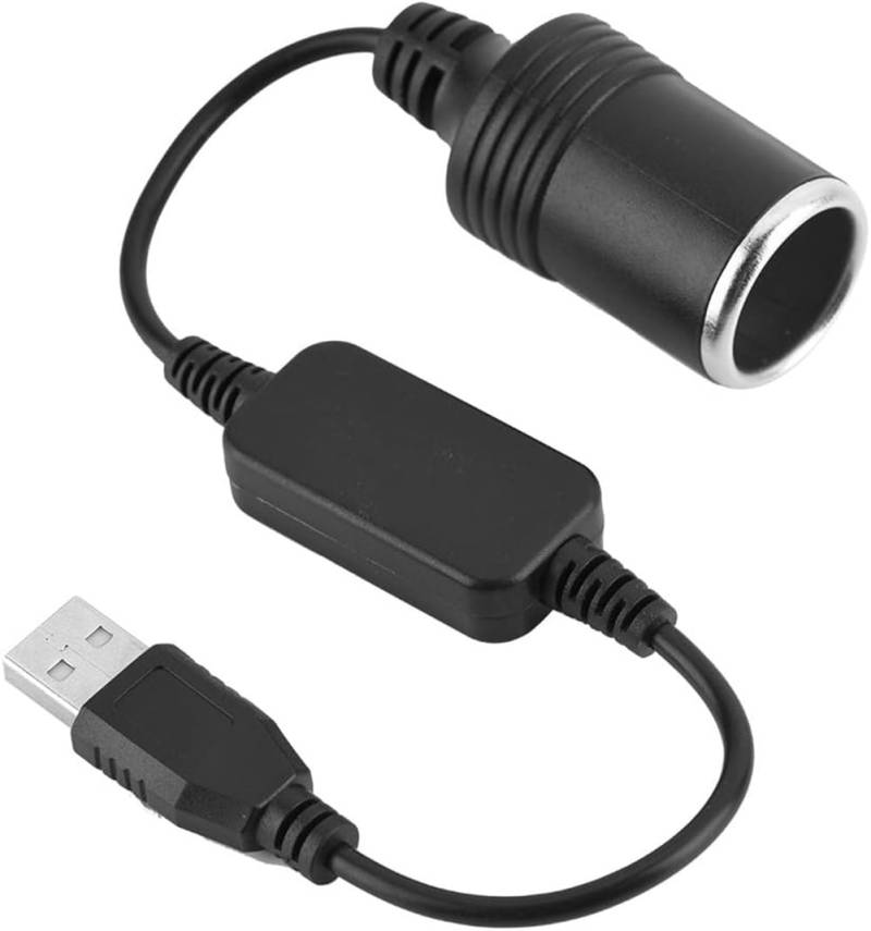 5V USB A Stecker auf 12V Auto Zigarettenanzünder Buchse Konverter - Für Dashcam, DVR, GPS, E-Dog, 30cm von AromeLivii