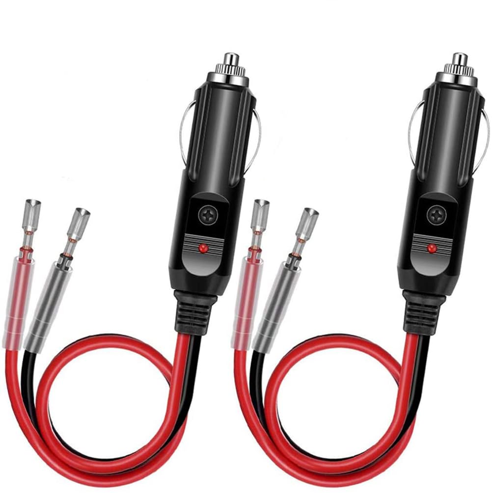 Zigarettenanzünder Stecker Adapter, Auto Sicherheits-Universalstecker 12V/24V mit Kabel und Sicherung für KFZ LKW Fahrzeuge und Waagen Zigarettenanzünder-Buchse (2 Stück) von AromeLivii