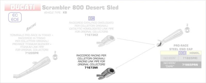 ARROW Vorschalldämpfer & Kat Ersatzrohr OHNE Katalysator Ducati Scrambler 800 Classic Bj. 2017-2020 von Arrow