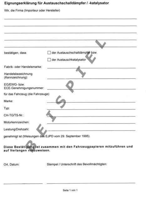 Unbedenklichkeitsbescheinigung / Eignungserklärung / Beiblatt Schweiz von Arrow