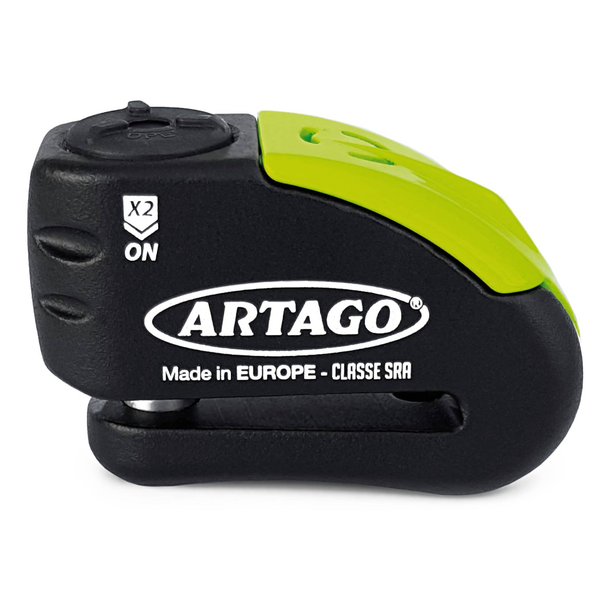 Artago 30X10 High-End Bremsscheibenschloss Motorrad Ohne oder Mit Alarm 120 dB + Don't Touch Warnung, Anti-Bohr-Schutz 5mm, SRA und Sold Secure Zertifiziert, Doppelverschluss 10mm gehärteter Stahl von Artago