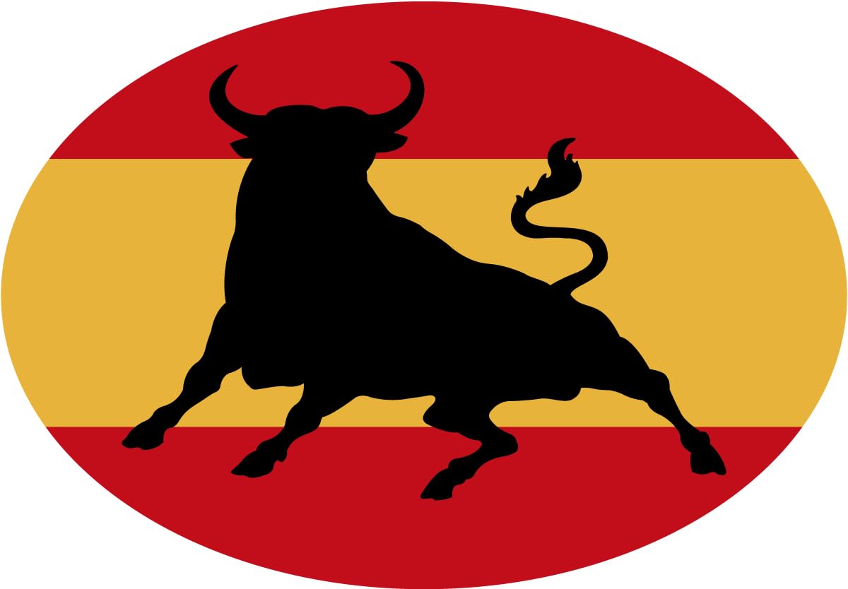 Artimagen Aufkleber Flagge Oval Stier Spanien 65 x 45 mm Linke Sicht von Artimagen