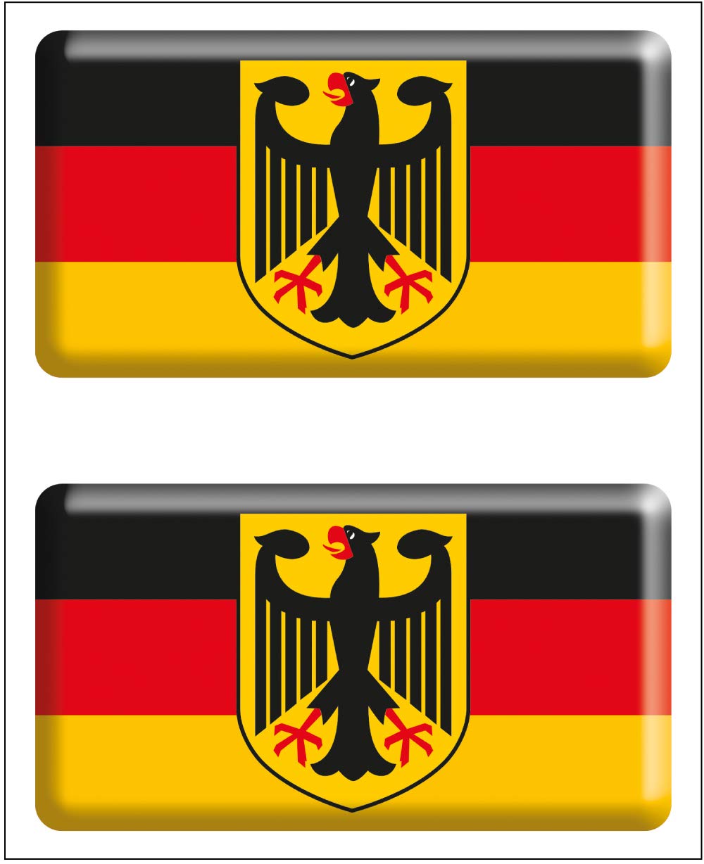 Aufkleber Flagge Deutschland Rechteck 2 Stück mit Harz Wappen 48x26mm / Stück von Artimagen